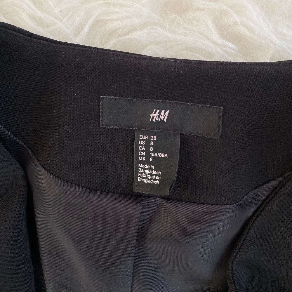 H&M Black Structured Open Front Blazer, Size 8 - image 3